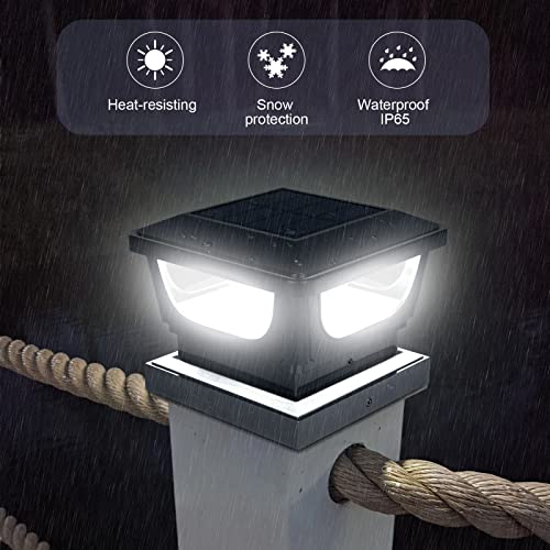 Sumaote 3x3 Solar Post Cap Lights, 120 Lumen 6500K Cool White, 4 Pack | Fence Post Solar Lights Fits 3x3 Metal & 4x4 Wood/Vinyl, IP65 Waterproof, Ideal For Garden, Yard, Porch, Deck Railing - size: 4 Pack