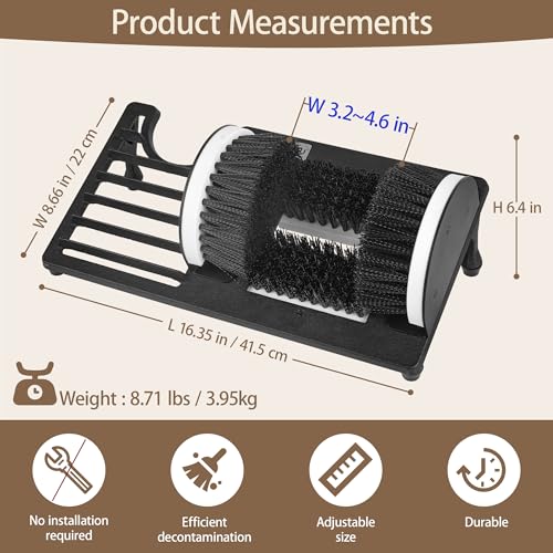 Heavy Duty Boot Scraper Brush with Removable Tray - Adjustable Extra Wide Shoe Scrubber for Indoor & Outdoor - Mud, Dirt & Snow Cleaner for Garage, Garden & Farm