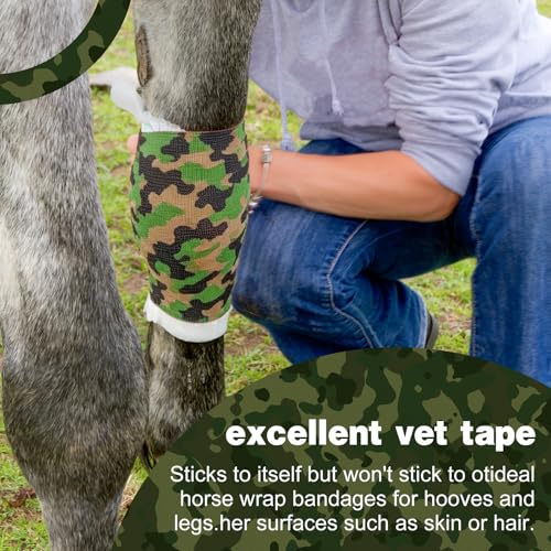 AZEN 9 Pack Camo Self Adhesive Bandage Wrap, 4" X 5 Yards Elastic Cohesive Bandage Wrap, Athletic Tape, Tattoo Tape Wrap, Vet Wrap, Ankle Tape (Camo) - color: Camo, size: 4IN - 9Pack