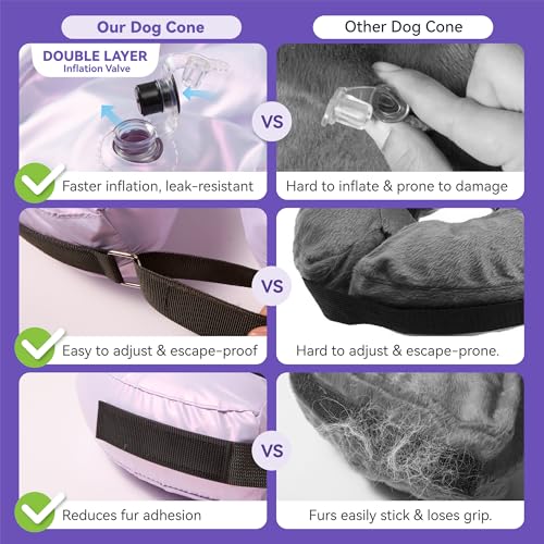 Inflatable Dog Cone Collar - Donut Collar Recovery ECollar Alternative After Surgery - Soft Dog Cone for Small Medium Large Dogs - size: Large [Neck:12"-16"]