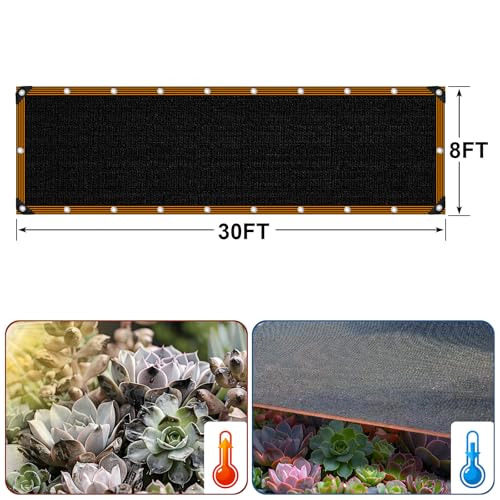 Shade Cloth - for Garden 90% Plant Shades Mesh Tarp with Grommets Outdoor Sun Shades Netting for Chicken Coop Greenhouse Vegetables Pergola Patio Cover - size: 8×30FT
