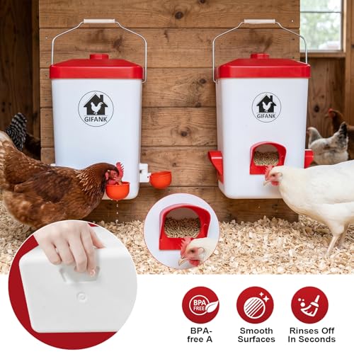 Chicken Automatic Feeder and Waterer Set,Chicken Water Feeder | 3 Gallon,Hanging Chicken Feeder and Waterer Set,with Nipples and Feeding Ports No Waste,Poultry Leg Band