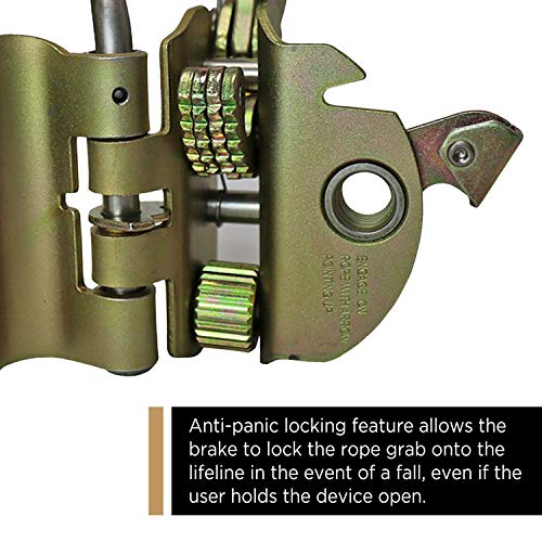 AFP Self-Locking Rope Grab with 2.25 inch Connecting Eye, used with 5/8’’ Lifeline Rope, For Construction, Climbing, Fall-Protection, 310 lb. Capacity (OSHA/ANSI Compliant) - color: Gold