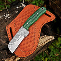 Custom Handmade 7'' fixed blade hoof rasp knife/Cow boy knife/Bull cutter Cowboy knives with pancake leather sheath (GREEN CONE) - color: GREEN CONE