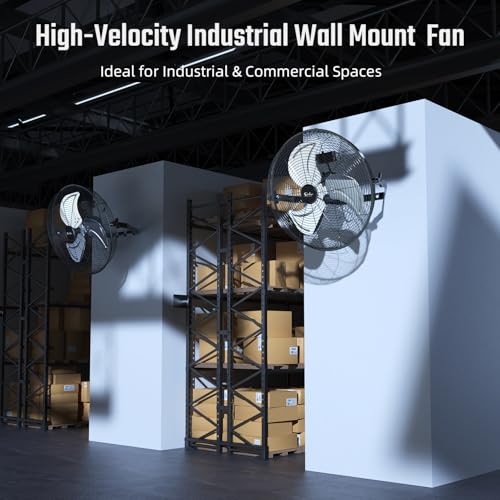 Simple Deluxe 18 Inch Industrial Wall Mount Fan, 3 Speed Commercial Ventilation Metal Fan for Warehouse, Greenhouse, Workshop, Patio, Factory and Basement - High Velocity - size: 18 Inch, style: 1 Pack