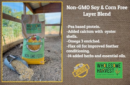 Non-GMO Soy and Corn Free Whole Grain Layer Blend 16% - Chicken Feed for Laying Hens and Ducks - Includes Essential Oils, Herbs, Oyster Shells, Vital Minerals, and Omega 3, 10 lb - size: 10 Pound (Pack of 1), style: Whole Grain Layer
