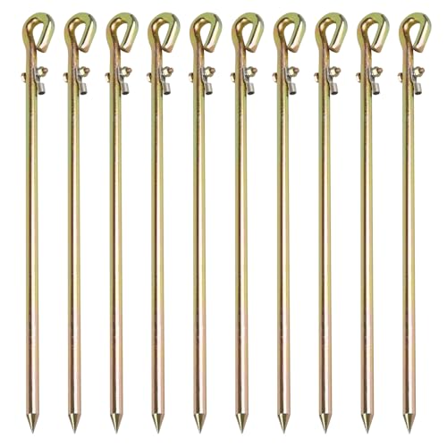 MOKIKUBA- Portable Ground Rod - Grounding Pin with Ground Wire Lug | Great for Electric Fences,Antennas,Satellite Dishes,Ground Post Pin,Tie Out Stake (Set of 10) - style: Set of 10