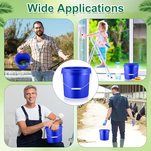 Tioncy 24 Pcs 2 Gallon Plastic Buckets with Lids and Handles,Blue | Storage Pails for Paint, Cleaning, Organizing, Durable Containers, Metal Handles, Plastic Material - color: Blue