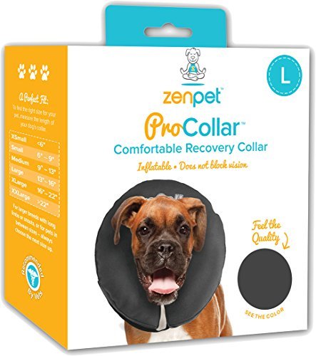 ZenPet Protective Inflatable Recovery Collar for Dogs and Cats - Soft Pet Collar Does Not Block Vision E-Collar - Designed to Prevent Pets from Touching Stitches, Wounds and Rashes (Large) - size: Large