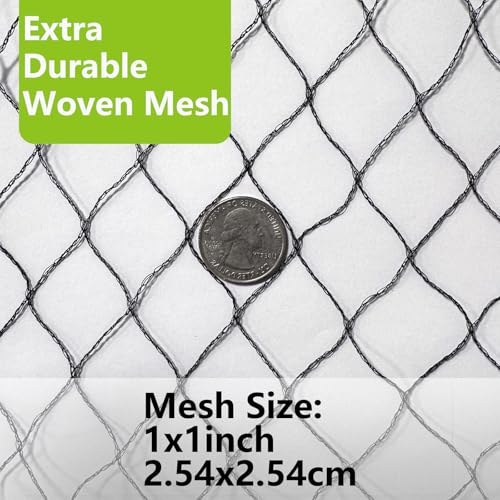 100x100ft Bird Netting for Chicken Coop, 1" Mesh Chicken Coop Netting Cover | Poultry Netting Roof for Chicken Run, Hawk Proof, Bird Netting for Garden, Fruit Trees, Plants, Vegetables, Garden Protection - size: 100'x100'-1''