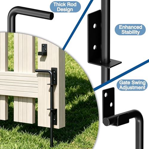 Heavy Duty Cane Bolt Gate Drop Rod, 12" Black Gate Latches Hardware for Wood Fence/Metal/Vinyl/Double Gates, Outdoor Gate Ground Latch Drop Rod with Mounting Screws, 1 Pack - size: 12 Inch