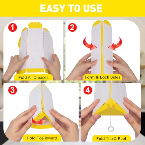 8 Pack Sticky Fly Traps for Indoor Outdoor with Hanging Hook | Odorless Yellow Super Sticky Hanging Flies Catcher, Fly Stick for Mosquito Aphids Wasp Fungus Gnats for Home Farm Ranch - size: 8 pack