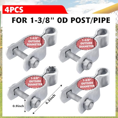 4 Pack 1-3/8" Chain Link Fence Frame Gate Post Female Hinge,Galvanized Steel Gate Hinge for Fence Posts, Bolts & Nuts Included - size: 1-3/8" Female