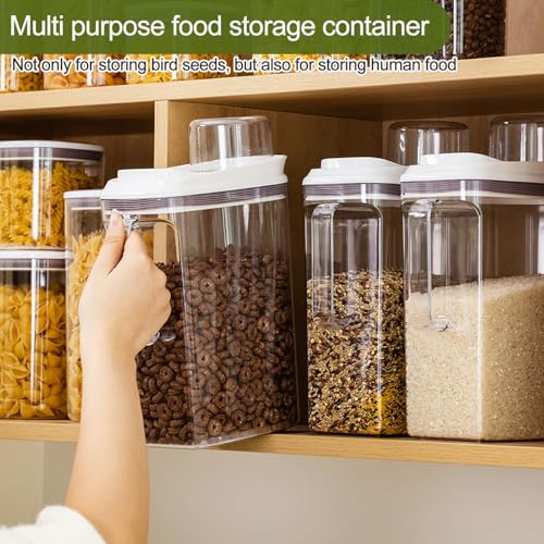 Bird Seed Storage Container, 4 Qt/3.5 L Bird Food Container with Spout, Pet Food Container Airtight,Wild Bird Seed Dispenser for Sunflower Seed-Clear Plastic