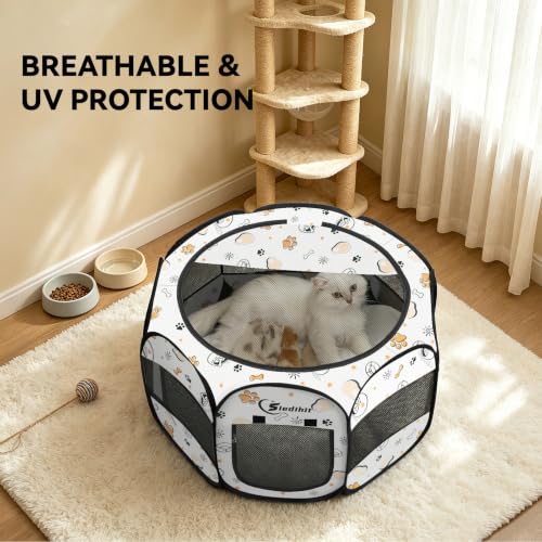 Siedihit Dog Cat Playpen, Puppy Pet Playpen Indoor for Small Dog Crate Tent | Cage Outdoor, Portable Pop Up Dogs Enclosure Kennel with Carrying Case for Dogs/Cats/Rabbits (Cute, Small) - color: Cute