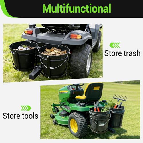 Pindex Heavy Duty ATV Pail Carrier, Universal Bucket Holder for UTV, Lawn Mowers & Tractors, Fits 2, 4 Gallon Pails up to 10-5/8" Diameter, All-Terrain Tow-Behind Bucket Caddy for Garden & Farm