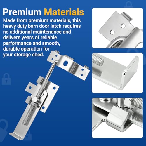 7 Inch Barn Door Jamb Latch with Hook for Barn & Bi‑Parting Sliding Doors | Heavy Duty Barn Door Latch Zinc-Plated Barn Sliding Door Hardware Lock Latches, Resists Livestock & Wind Impact