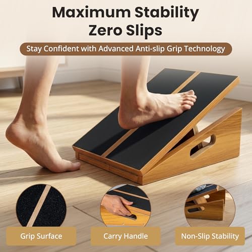 Slant Board for Exercise - 500 lb Weight Capacity, Calf Stretch Board, Stretch & Mobility Board for Physical Therapy Anti Slip Design with 5 Angle Adjustable Incline Board for Knee Ankle Pain Relief