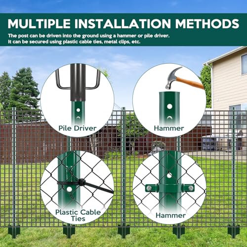 3 ft Fence Post, 20 Pack Heavy Duty Metal Fence Posts, Sturdy Steel T Post | No Dig Fence Stakes, U-Channel Garden stakes for Lawn, Farm, Yard, Orchard and Outdoor Electric Fence Wire, Corner Support - size: 3ft-20 pack