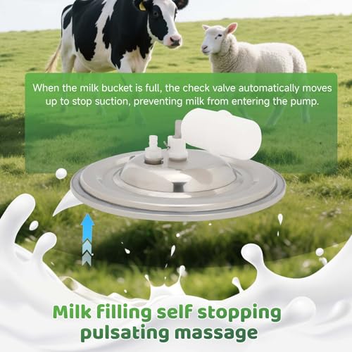 7L 2-in-1 Milking Machine for Goats and Cows, Electric Goat and Cow Milking Machine, Battery Powered Pulsation Vacuum Pump, Portable Rechargeable Milker, Stainless Steel Bucket with 4 Teat Cups