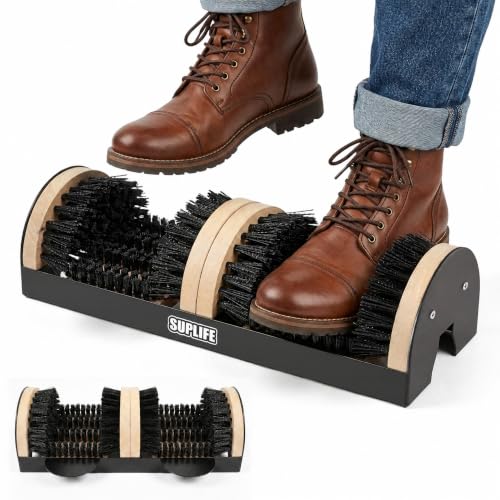 2026 Upgrade Boot Scrubber Cleaner, Heavy Duty Shoe Brush with Sturdy Steel Frame & Extra Long Dense Bristles, Efficient Mud Remover for Porch, Farm, RV