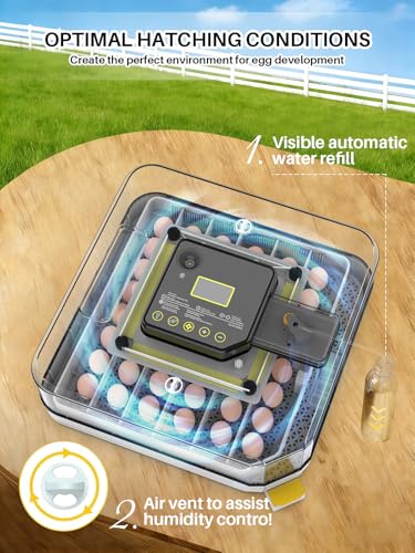 48 Incubators for Hatching Eggs, Eggs Incubator with Egg Candler, Automatic Turner, Temperature and Humidity Control, Incubator for Chicken, Duck, Quail Eggs, Ideal for Farm, School and Lab