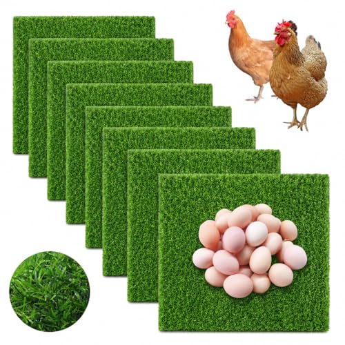 Chicken Nesting Pads, 12x12 Washable Artificial Grass Mat for Chicken Coop, Reusable Pet Garden Turf with Rubber Backing (8PCS) - color: 8PCS