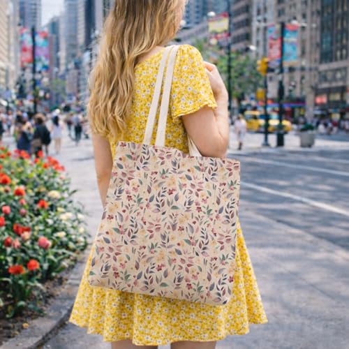 Vintage Floral Canvas Tote Bag, Aesthetic Botanical Reusable Grocery Bags for Women, Elegant Floral Lover Gift Tote - color: Color26