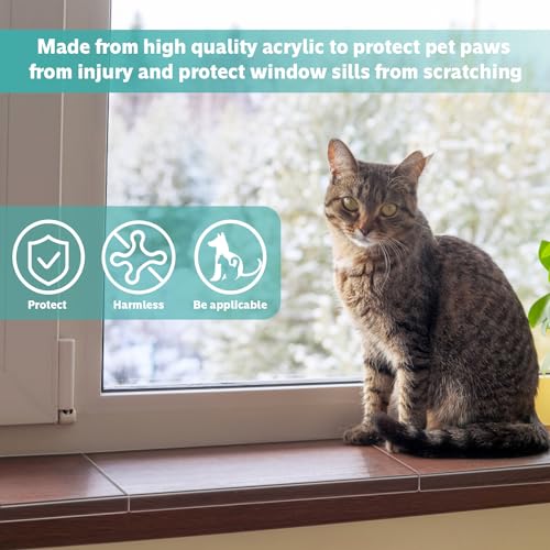 3 Pcs Window Sill Protector, Pet Window Guard,Transparent, Window Sill Cover, Protection from Dog and Cat Scratching Chewing Slobbering, Heavy Duty Scratch Shield(11.81"x4.72"x1")