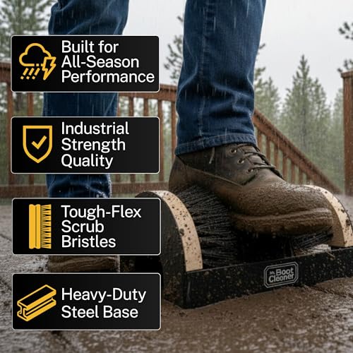 Heavy Duty Boot Cleaner Scrubber, for Mounted or Portable Use, Wood | Mr. Boot Cleaner Boot/Shoe Scraper, Use Indoors or Outdoors, Suitable for Home or Commercial Sites, Includes Hardware