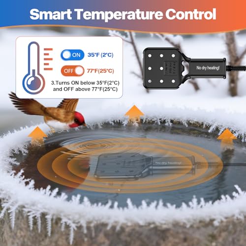 120V 500W Pond De-Icer and Chicken Water Heater for Livestock Tank Heater, Featuring Power-Off Protection, Overheating Protection, GFCI Plug & 9.2FT UL Approved Cord - size: 500 Watt