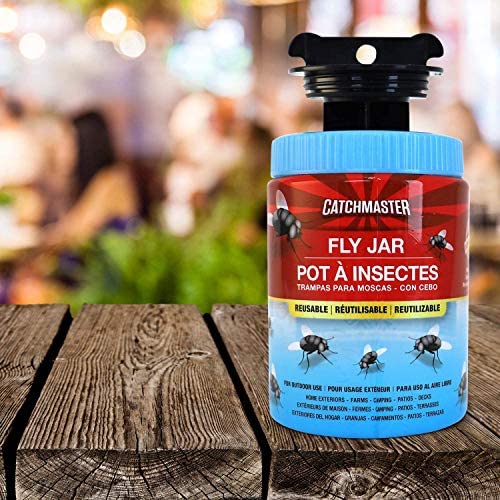 Catchmaster Fly Trap Bundle, Fly Ribbon 20-Pack & Outdoor Fly Jar 6-Pack, for Garage, Backyard, Pool, Patio & Camping