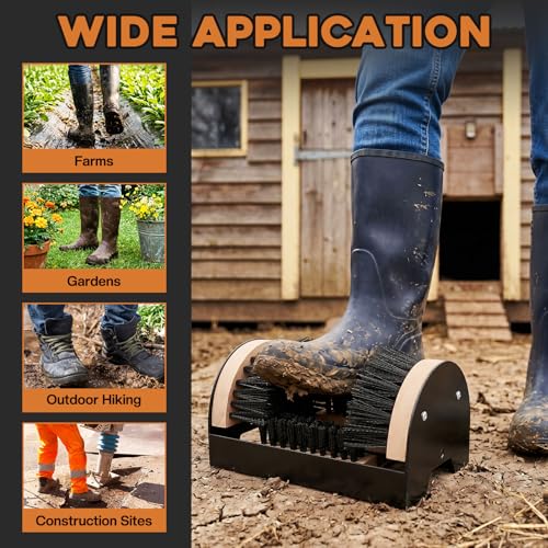 4Pcs Outdoor Heavy Duty Boot Scraper Brush Scrubber Boot Jack Shoe Scraper Brushes with Boot Hooks and Puller(Style B)