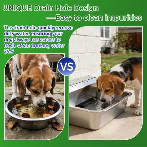 Automatic Dog Water Dispenser with Drain Hole, 304 Stainless Steel Auto Water Dog Bowl with Float Valve, Hose Quick Connect Fitting, Automatic Livestock Waterer for Horse, Chicken (4 Gallons) - size: 4 Gallons