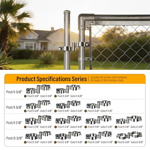 2 Pack 1-5/8" x 1-5/8" Chain Link Fence Gate Hinge, 304 Stainless Steel Heavy Duty Male Female Post Hinges with Bolts and Nuts - color: 1-5/8", size: 1-5/8 Inch