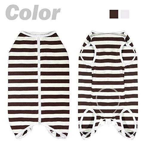 Dog’s Recovery Suit Post Surgery Shirt for Female Male Dog, E-Collar Alternative Wound Protective Clothes (Brwon White-XL) - color: brown white stripe, size: xl