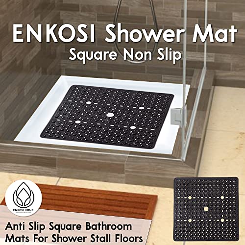 ENKOSI Large Square Shower Mat – Non-Slip Shower Floor Mat for Bathroom Shower Stalls – Anti-Slip Square Bath Mat for Smooth Surfaces – 27 x27 Inch Coverage (Mint Green 27x27) - color: Mint Green