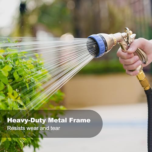 HOSUN Heavy Duty Garden Hose Nozzle, 100% Metal Adjustable Water Sprayer | 7 Spray Patterns, Rear Trigger with Lock, Durable Sturdy, High Pressure, Lawn Watering, Car Wash, Pet Cleaning