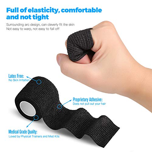 Self-Adhesive Bandage Wrap, Breathable, Elastic, 3 Inch, 8 Rolls - color: Black, size: 3 Inch (Pack of 8)