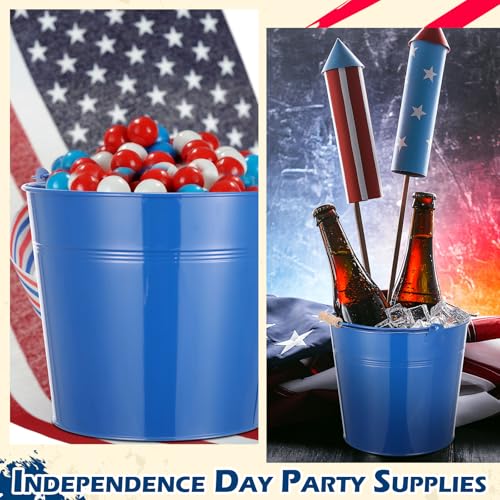 Didaey 12 Pcs Galvanized Metal Beer Buckets, Handle,Royal Blue | 9 Quart Large Capacity Pails for Party Wedding, Tin Pails for Beer Ice, Round Design for Table Centerpieces Crafts - color: Royal Blue