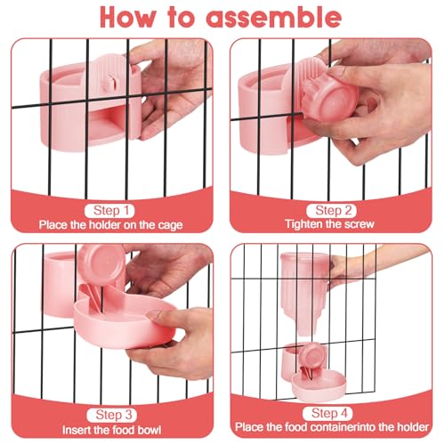 35oz Rabbit Feeder Guinea Pig Water Bottle,Hanging Automatic Food Water Dispenser,Food Feeder for Ferret Guinea Pig Rabbit Cat Bunny Cage Accessories,Pink - color: Pink