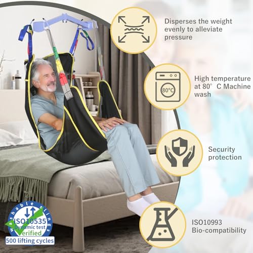 Universal Full Body Patient Lift Sling, Heavy Duty 500lbs Weight Capacity, Mesh Transfer and Bathing Sling for Home & Hospital Care, Easy Adjust and Washable (Lrge) - size: Lrge