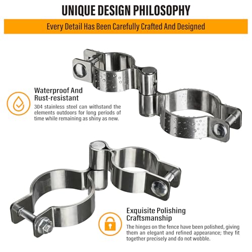 2 Pack 2-3/8" x 1-5/8" Chain Link Fence Gate Hinge, 304 Stainless Steel Heavy Duty Male Female Post Hinges with Bolts and Nuts - color: 2-3/8", size: 1-5/8 Inch