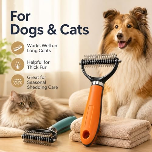 Double Sided Pet Grooming Rake, Extra Wide Deshedding Brush for Dogs Cats, Professional Long Hair Pet Shedding Comb Effectively Reduces Loose Hair (green) - color: green