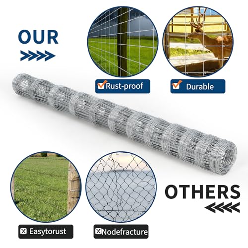 Farm Fence 6ft x 328ft Galvanized Wire for Livestock Deer Goat Hog | Rustproof Barrier for Cattle, Deer, Goat, Yard & Pasture Livestock Protection ﻿ - size: 6ft x 328ft