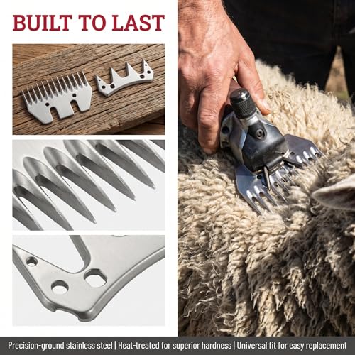 Sheep Shears Replacement Blades fit for Oster/Heiniger/GDJOB/BEETRO/Dragro/TAKEKIT Shearing Wool Clipper for Grooming Goats, Lambs, Llamas, Alpacas, Horse, Stainless Steel 13-Tooth & 9-Tooth, 2 Pack