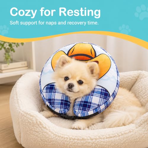 Avont Inflatable Cowboy Dog Cone Collar, Soft Recovery E-Collar | L: Neck 15.0-18.1", Width 5.1". Soft inflatable donut, washable cover, stops licking & scratching - size: L(Neck 15"-18.1")