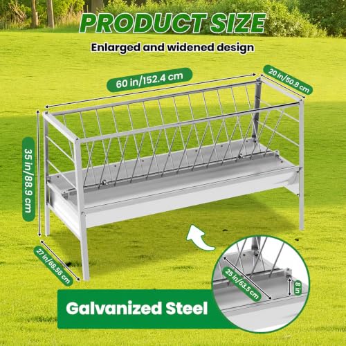 99 Gallons Goat Hay Feeder, 25'' Wide Hay Rack for Goats, Heavy Duty Galvanized Steel Hays Rack, Hays Feeders with 8'' Removable Deep Feeders Pan, Easy Assembly Goat Feeder for Sheep, Cows