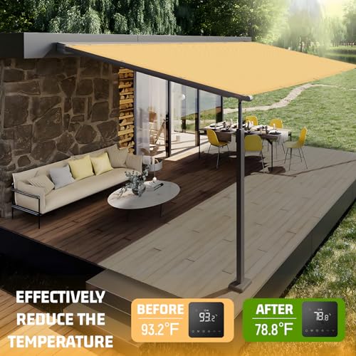 SUNNY GUARD Shade Cloth 3'x8' FT HC-091 Sun Shade Cover Tarp, Sand | 90% UV Block HDPE Sun Shade Screen Fabric Tarp with Grommets for Pergola, Backyard & Garden, Custom Sizes - color: Sand, size: 0 3'×0 8'