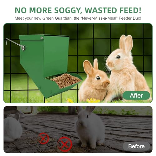 3 Packs Hay Feeder Rabbit, Metal Small Animal Feeder with Lid & Mesh Bottom, 4.7 Inch 2 LBS Capacity, Gravity Food Dispenser for Guinea Pigs Chinchillas, Cage or Outdoor Use, Green - size: 4.7 Inch (3Pcs)